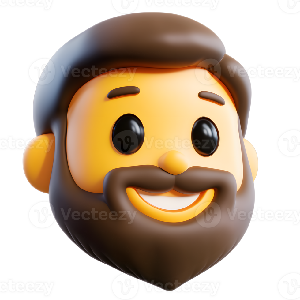 Smiling Bearded Man Emoji 3D Digital png