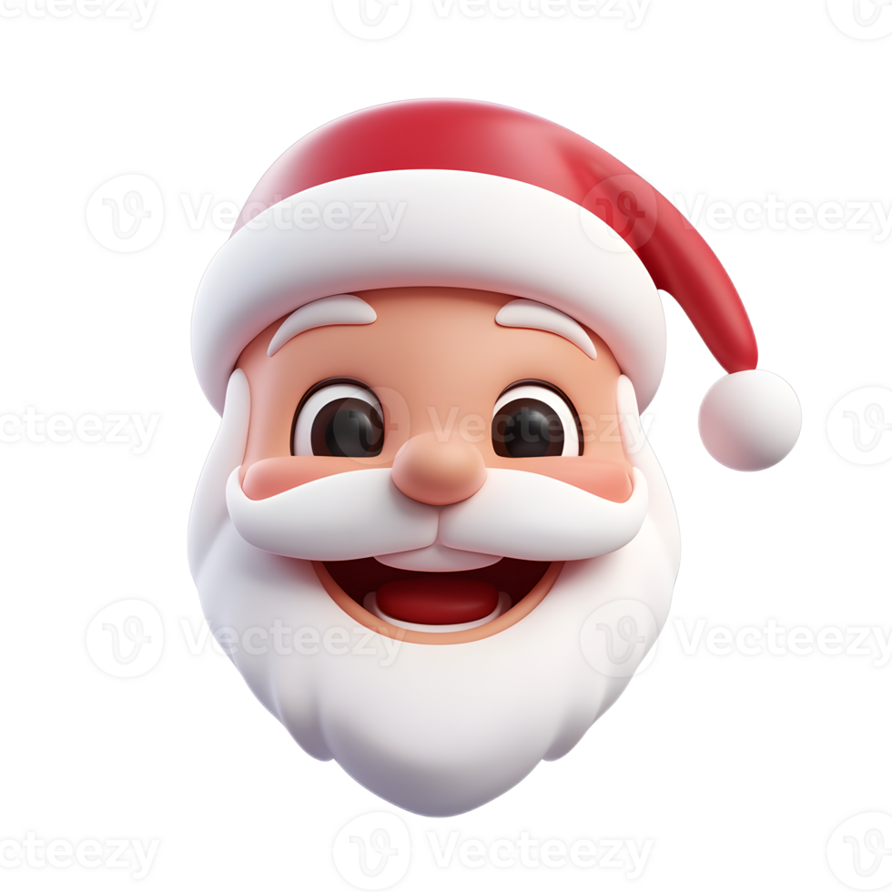 Smiling Santa Claus Emoji with Red Hat and Beard Isolated on White Background png