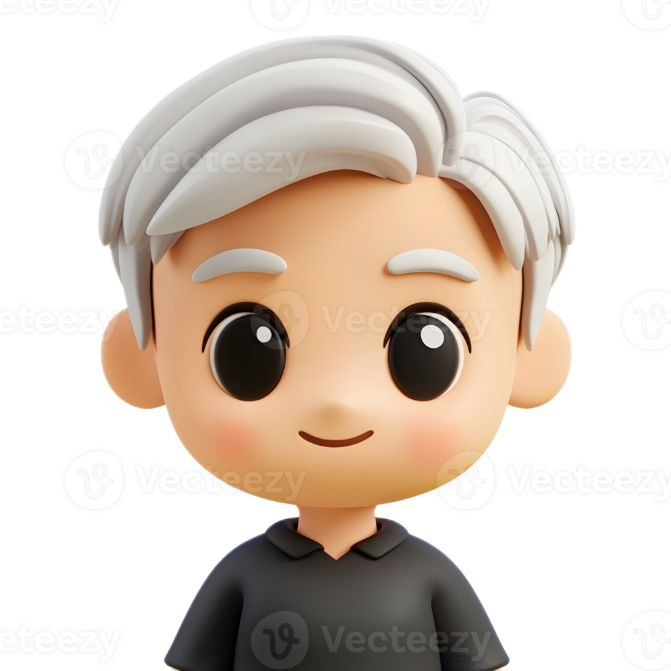 Stylized Cartoon Character with Friendly Facial Expression on White Background png