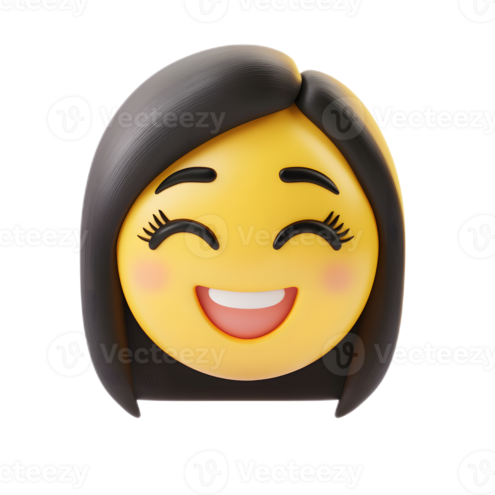 Smiling 3D Rendered Emoji Woman Character Isolated on Clean White Background png