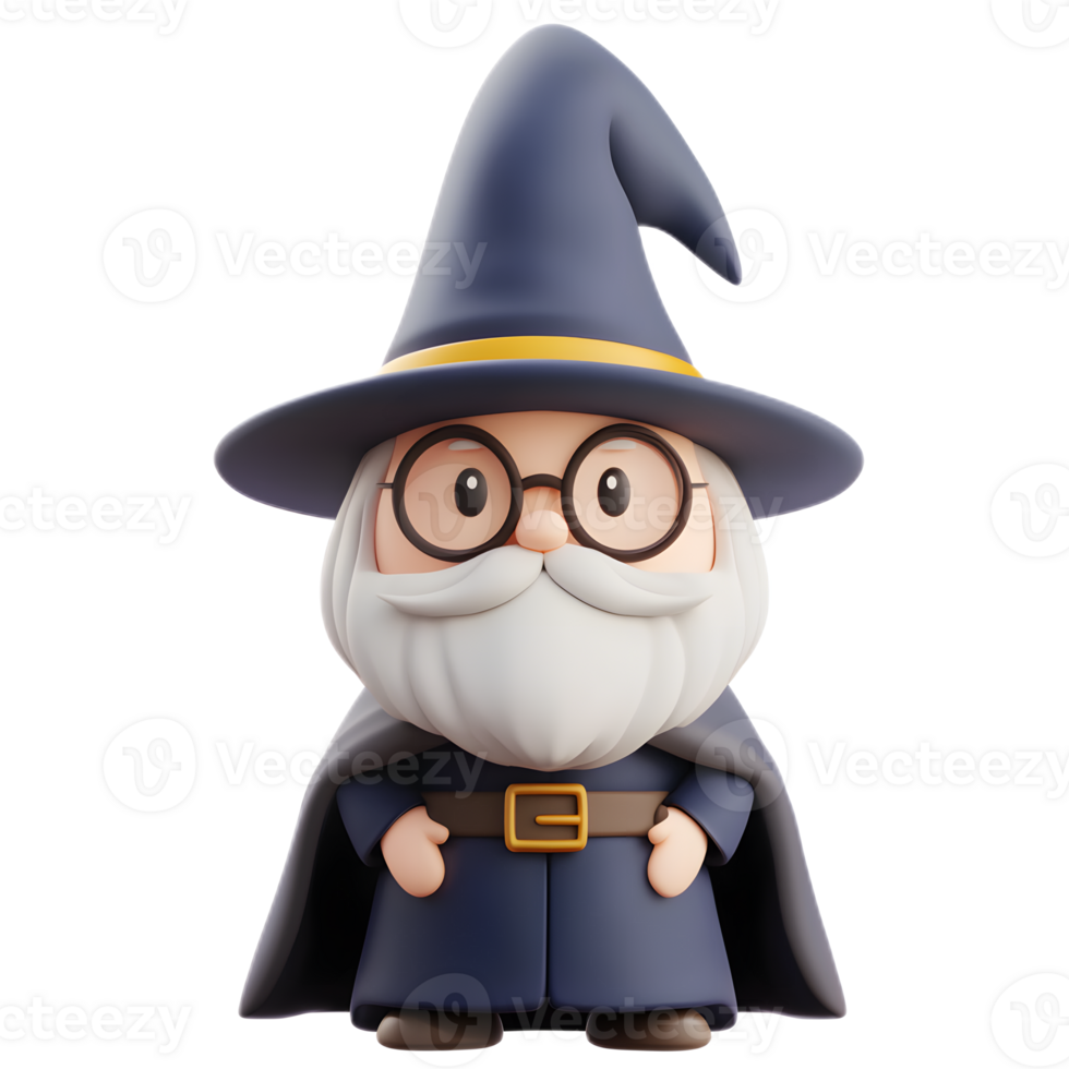 Whimsical 3D Rendered Wizard Emoji Isolated on White Background png