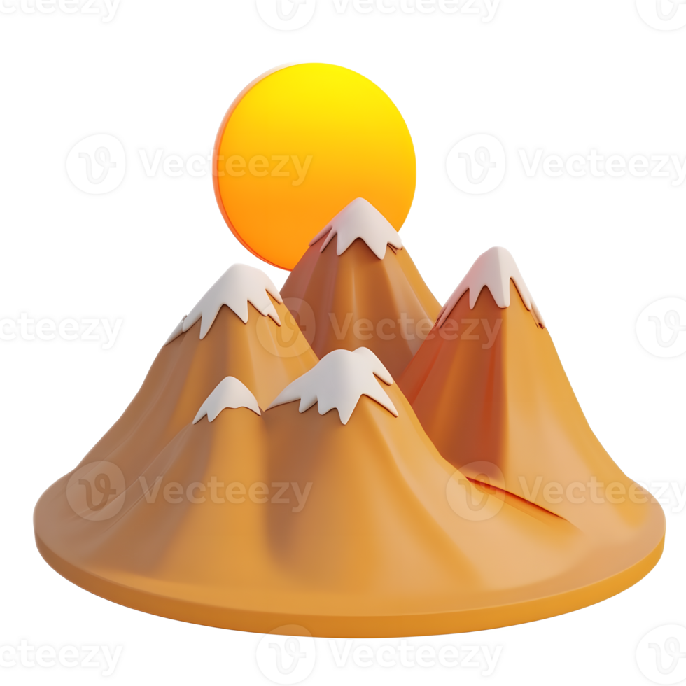 Minimalist Geometric Mountain Sunrise with Vibrant Orange Sky png