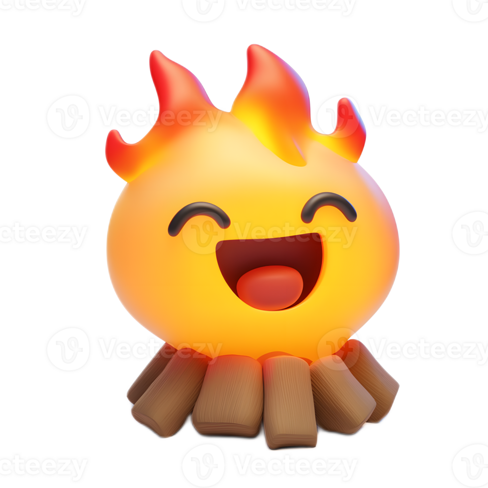Lively Campfire Emoji Isolated on White Background png