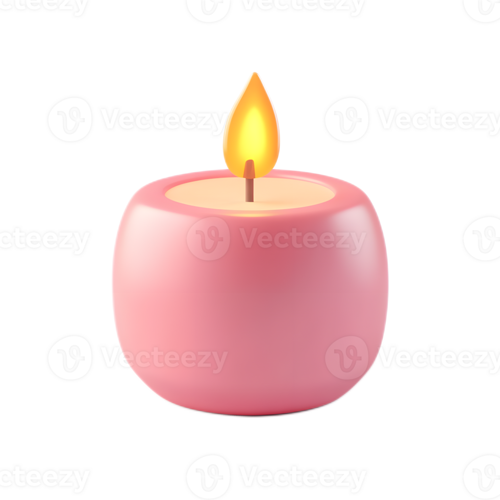 Pink Candle Emoji with Warm Glow on White Background png