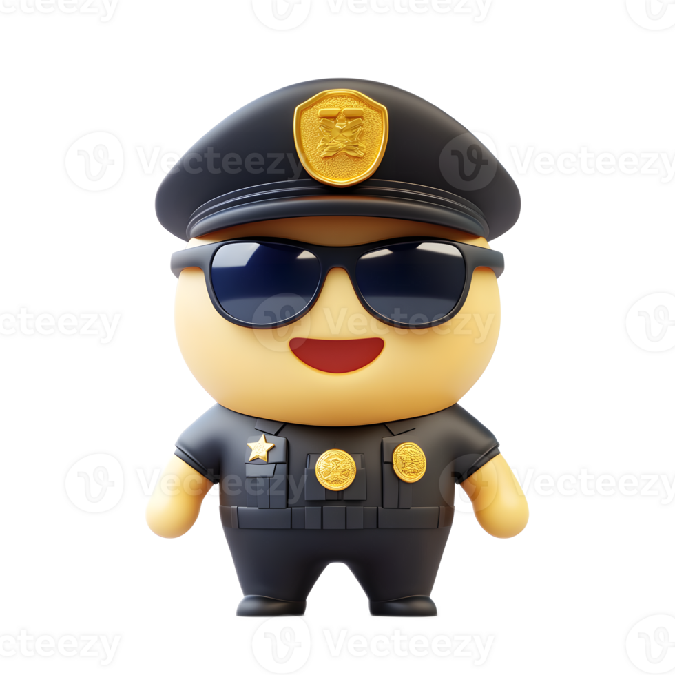 Playful 3D Rendered Police Officer Emoji Isolated on White Background png