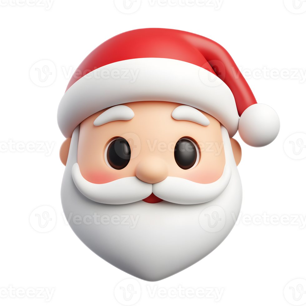 Santa Claus Emoji 3D Render Isolated on White Background png