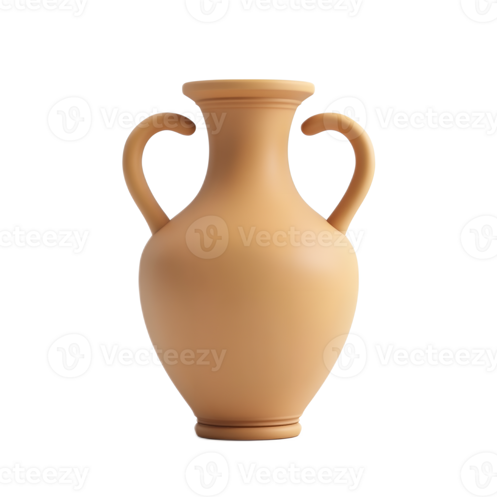 3D Render of Beige Ceramic Amphora Vase Isolated on White Background png