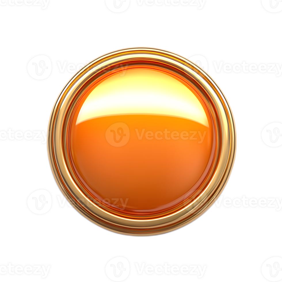Bright Orange 3D Rendered Button Isolated on White Background png