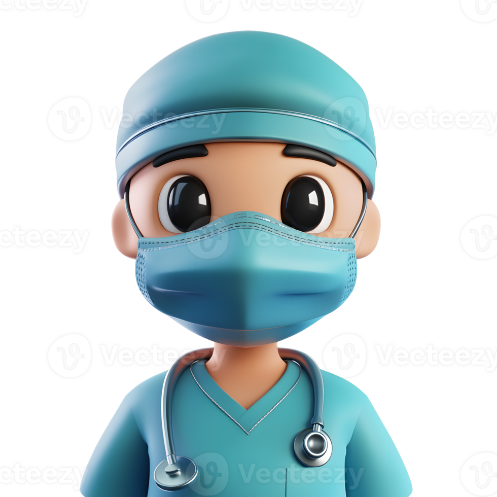 3D Rendered Surgeon Emoji Isolated on White Background png