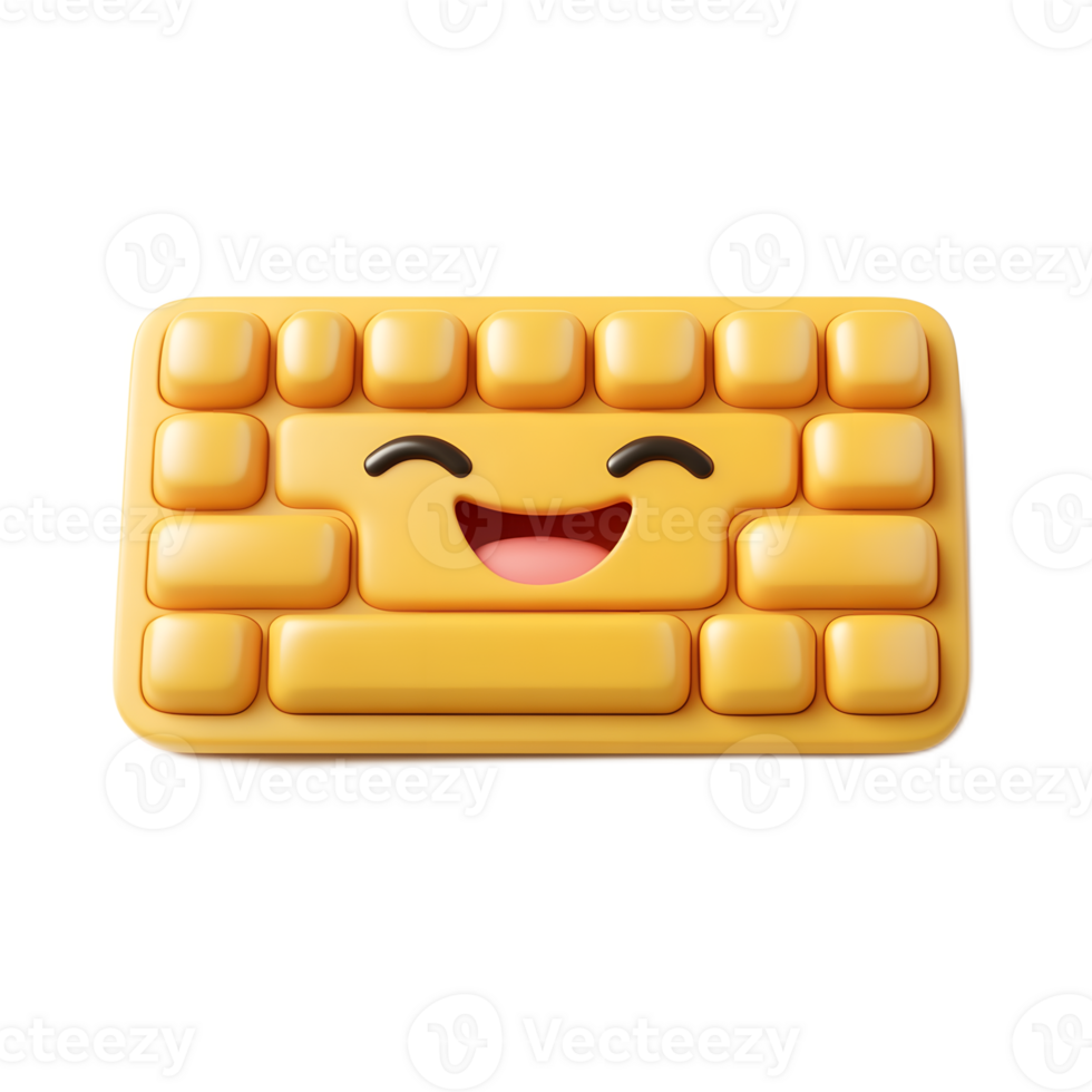 Cheerful 3D Rendered Keyboard Emoji Icon Isolated on White Background png