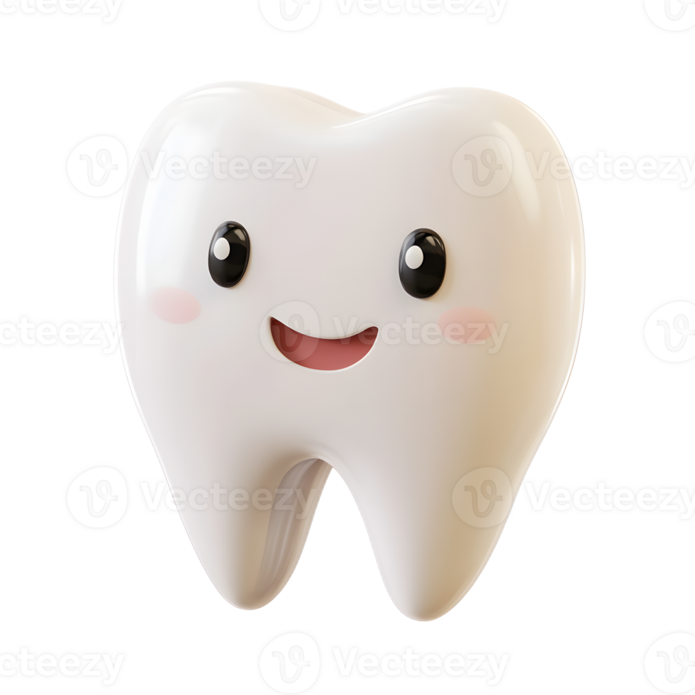 3D Render of Cute Tooth Emoji Isolated on White Background png