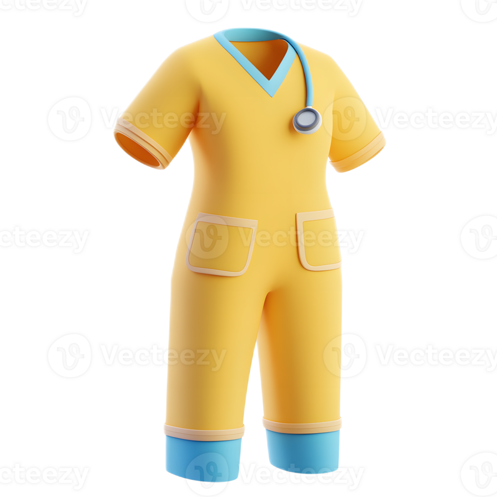 3D Rendered Cartoon Scrubs Uniform Emoji Isolated on White Background png
