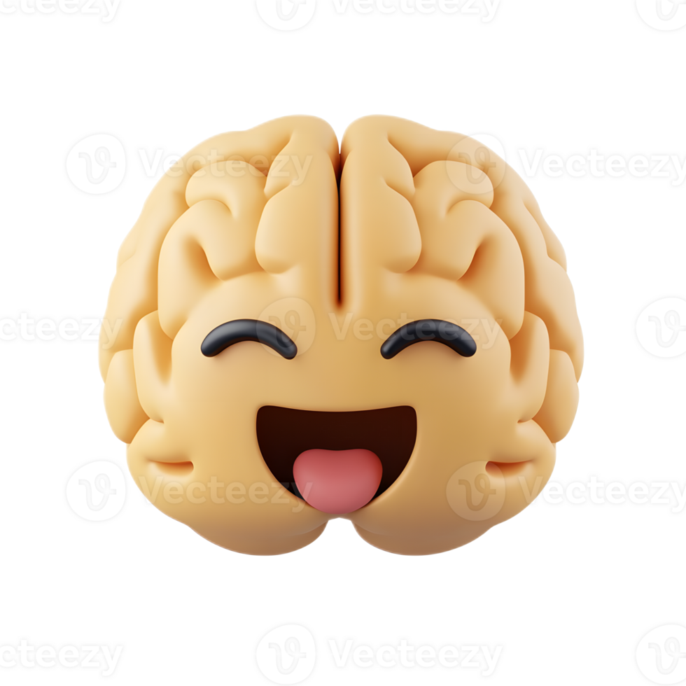 3D Rendered Brain Emoji Isolated on White Background png