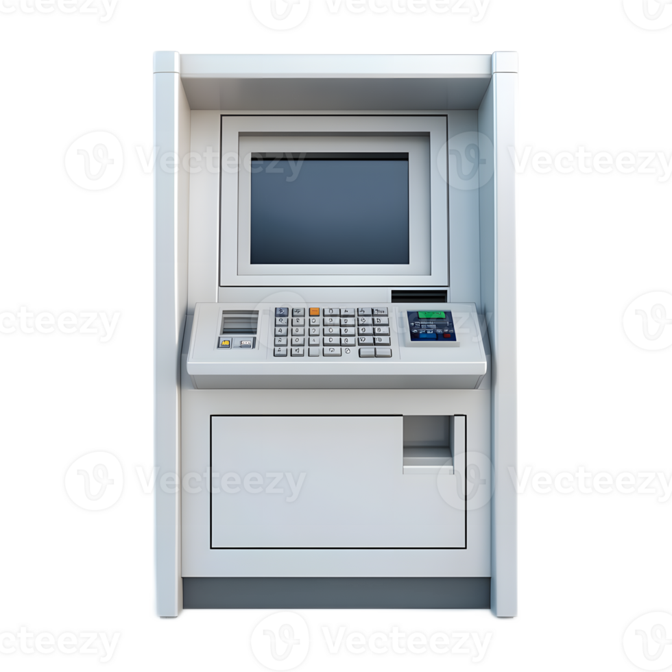 Automated Teller Machine for Convenient Cash Withdrawal on White Background png