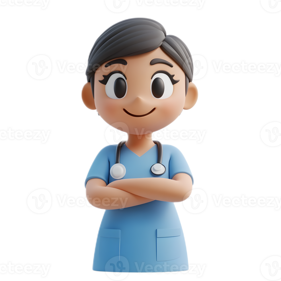 Cheerful 3D Rendered Hospital Receptionist Emoji on White Background png