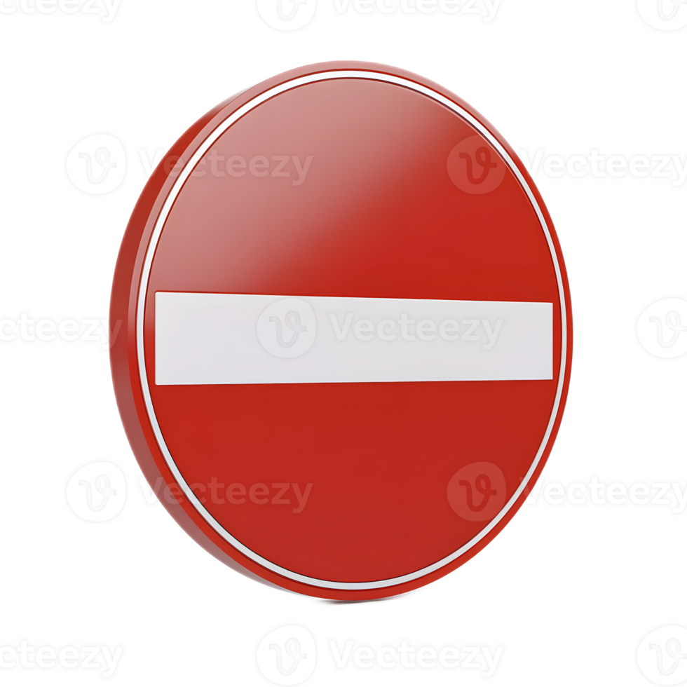 3D Rendered No Entry Sign on White Background png