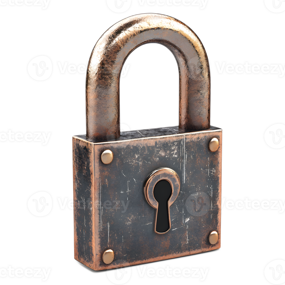 Antique Rusty Metal Padlock for Secure Payment Transactions png