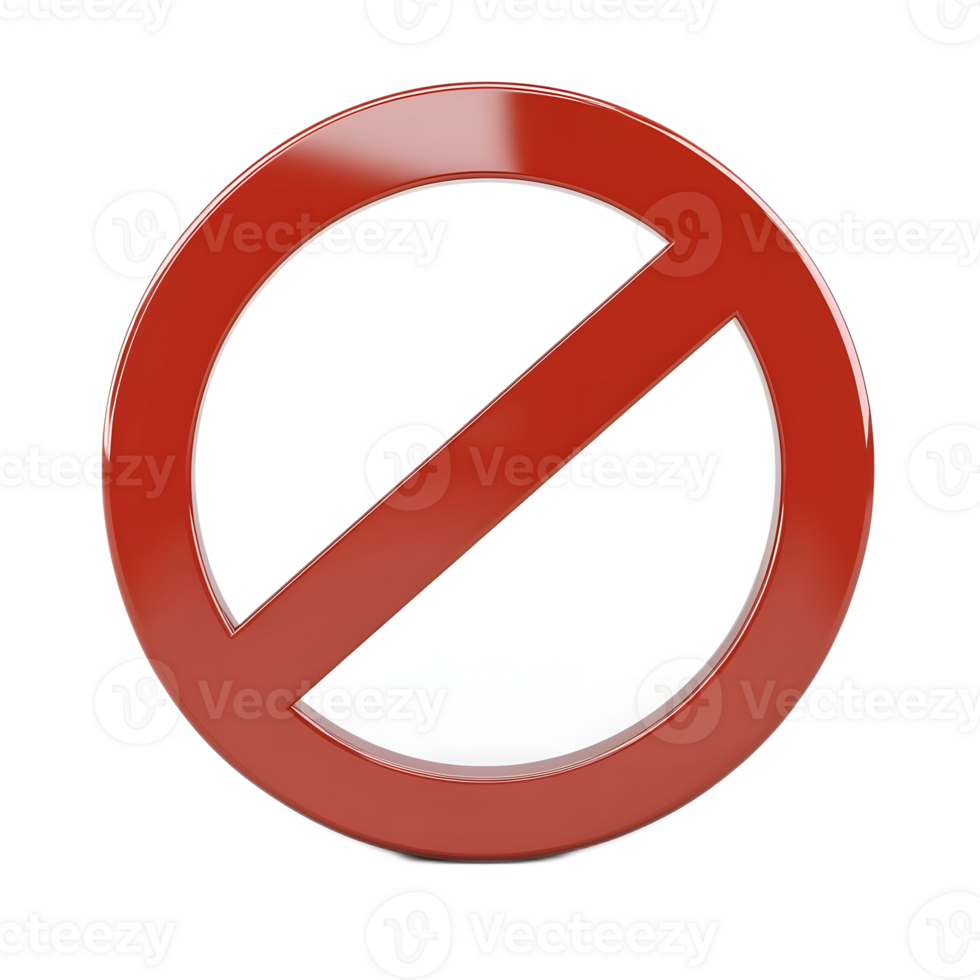 3D Rendered No Entry Sign on White Background Isolated png