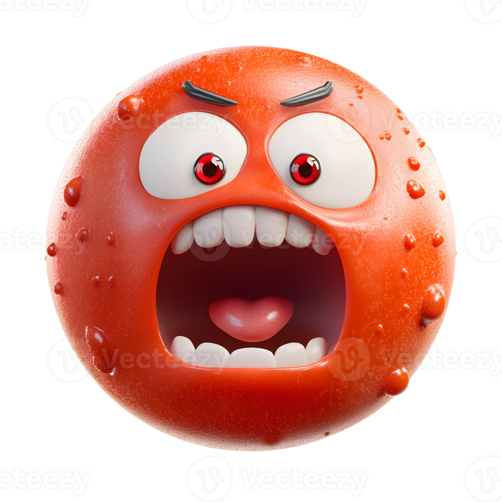 Angry and Scary Microbe Emoji Isolated on White Background png
