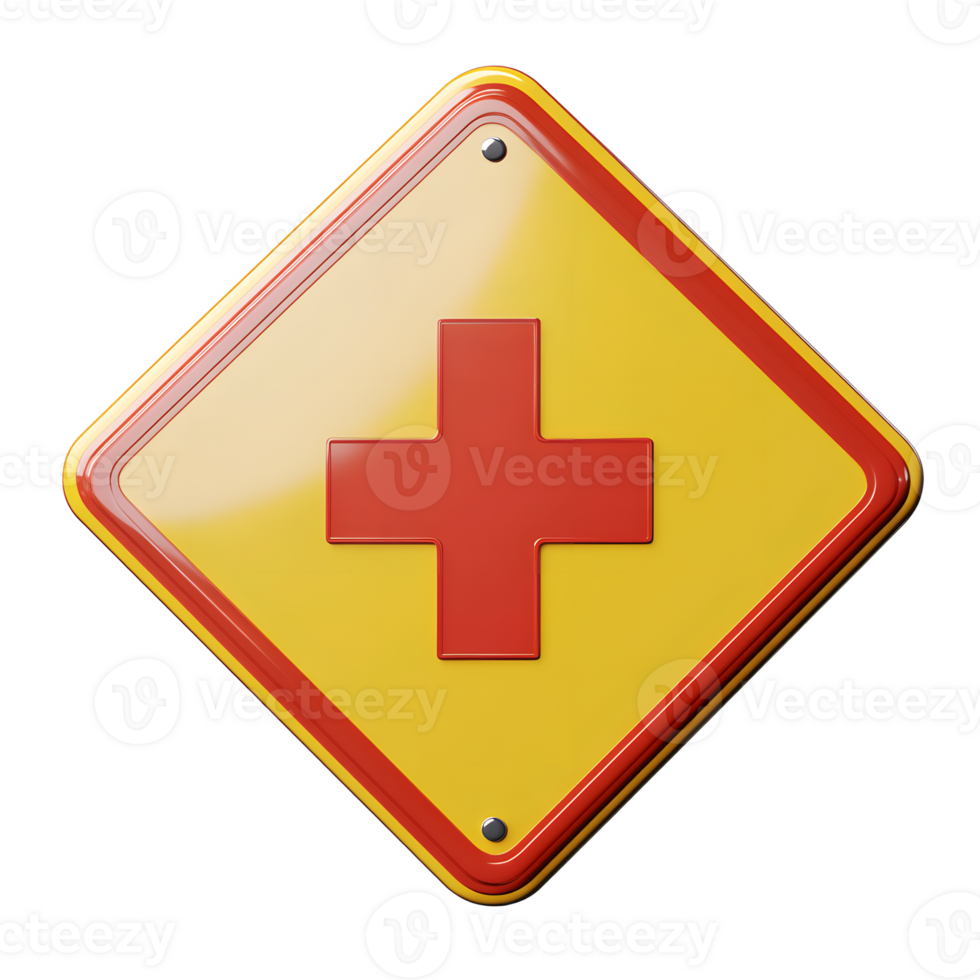 3D Rendered Emergency Response Sign on White Background png