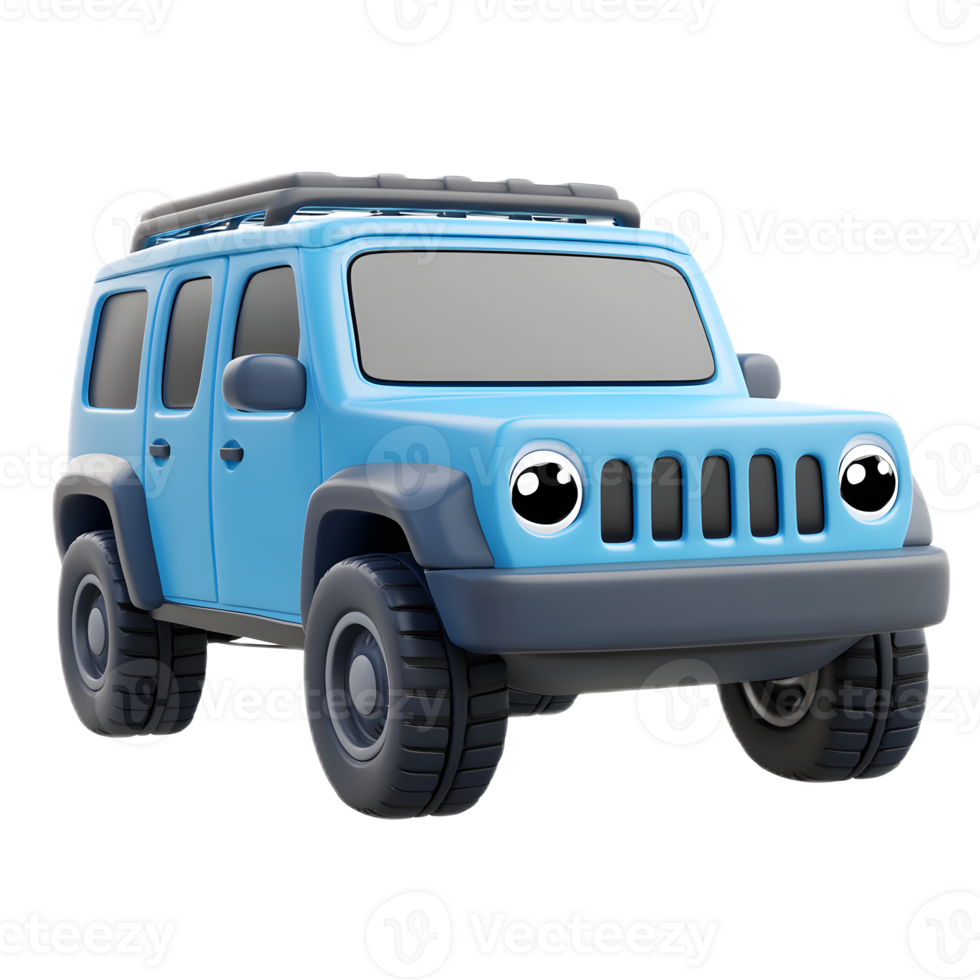 3D Rendered Cute SUV Emoji Icon Isolated on White Background png