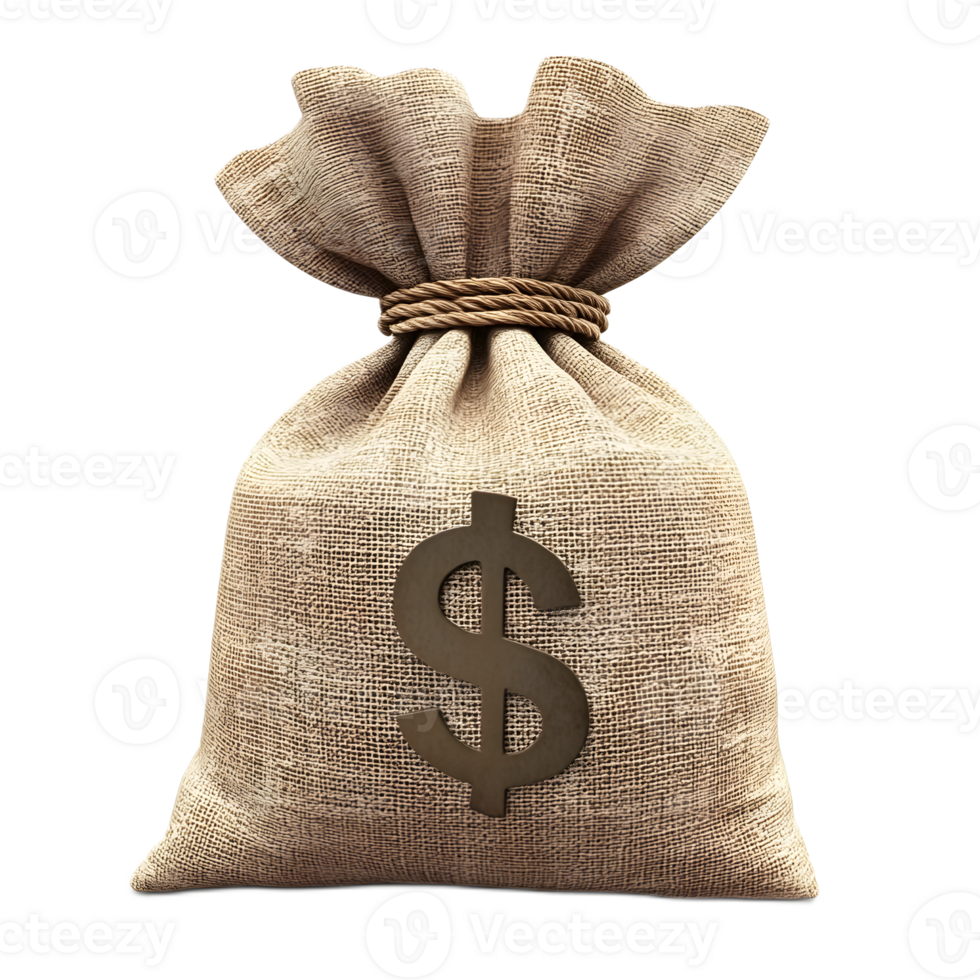 Burlap Money Bag with Dollar Sign Isolated on White Background png