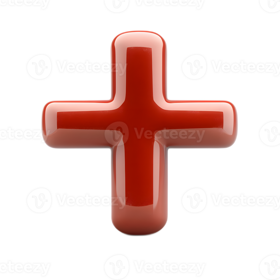 Heavy 3D Rendered Red Plus Sign Isolated on White Background png