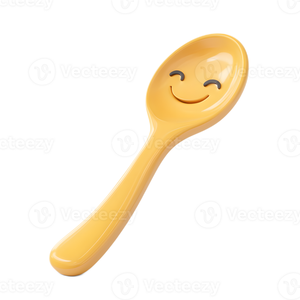 Cheerful 3D Rendered Spoon Emoji Isolated on Clean White Background png