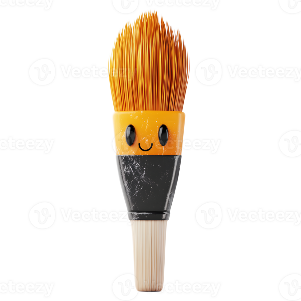 Cheerful Paintbrush Emoji A Playful 3D of a Smiling Icon png