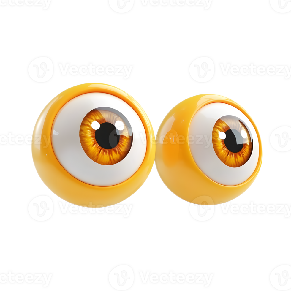 Closeup 3D Rendered Emoji Eyes Isolated on White Background png
