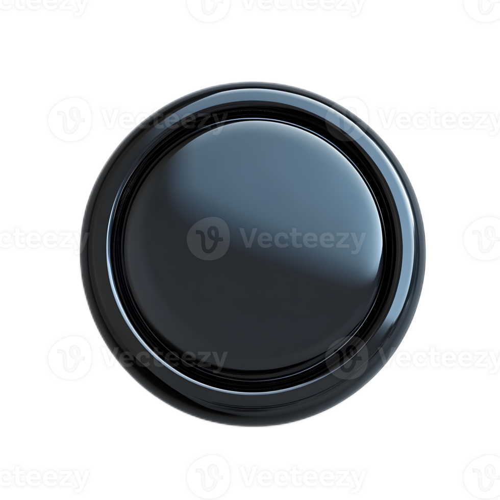 Closeup View of Black Circular Interface Button on Minimalist Background png
