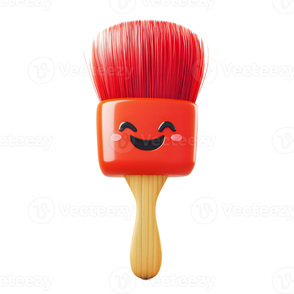 Cheerful Paintbrush Emoji Isolated 3D Render on White Background png