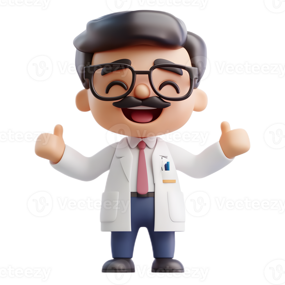 Cheerful Male Scientist Emoji in Lab Coat Giving Thumbs Up png
