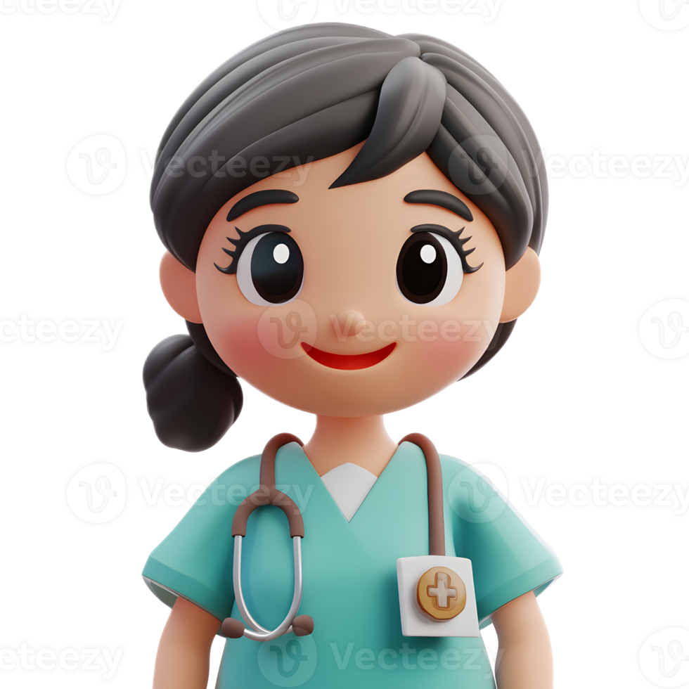 Cheerful Hospital Receptionist Cartoon Character Rendering png