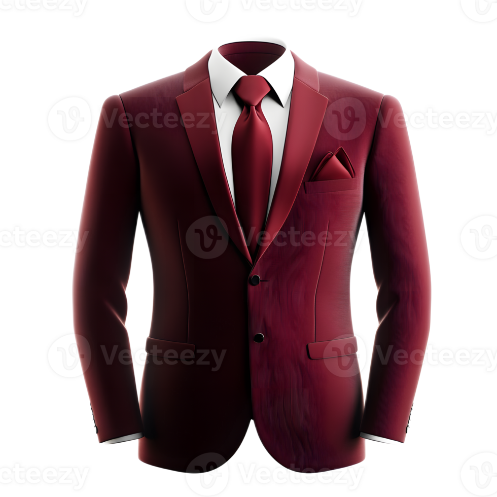 Elegant Businessman in Red Formal Suit Posing in Studio Portrait png