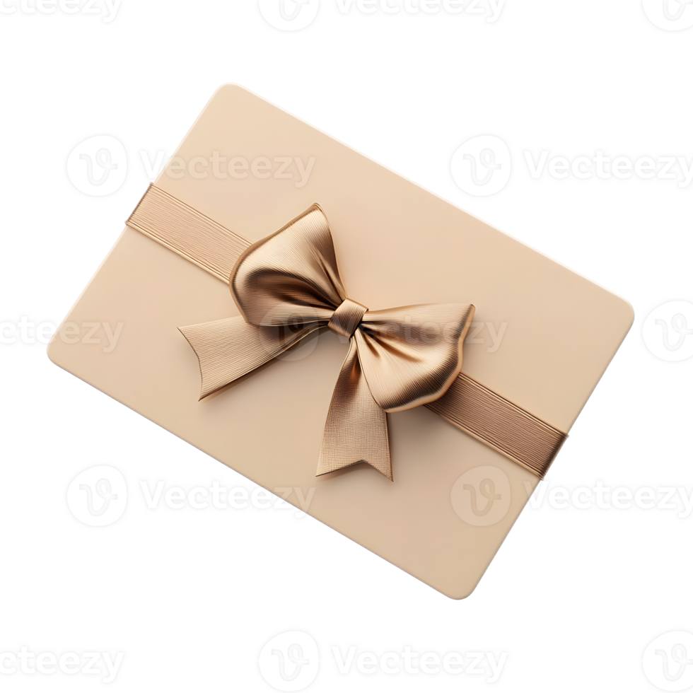 Elegant Wrapped Gift Box with Shiny Ribbon Bow on Neutral Background png