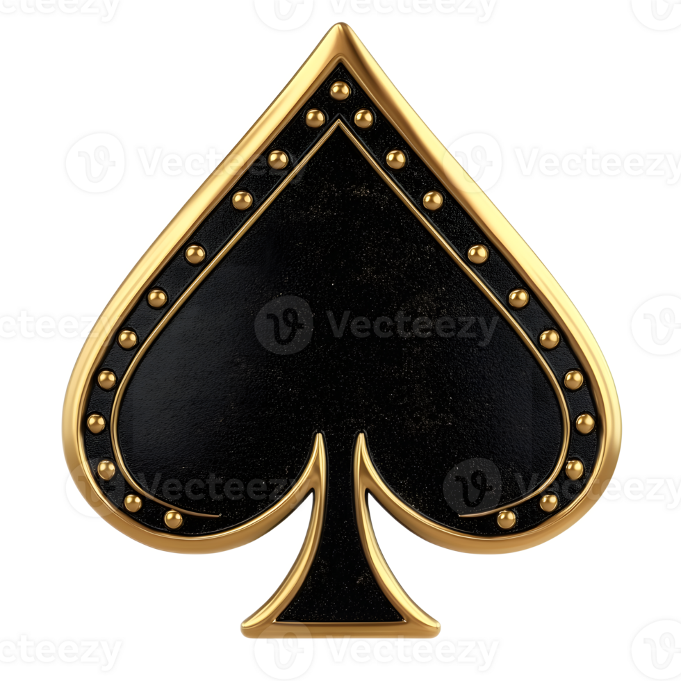 Elegant Golden Spade Symbol with Black Luxury Background and Gold Decor Elements png