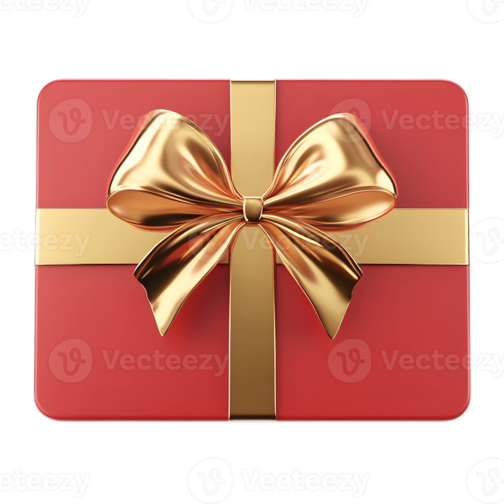 Elegant 3D Rendered Red and Gold Gift Box with Bow on Isolated Background png