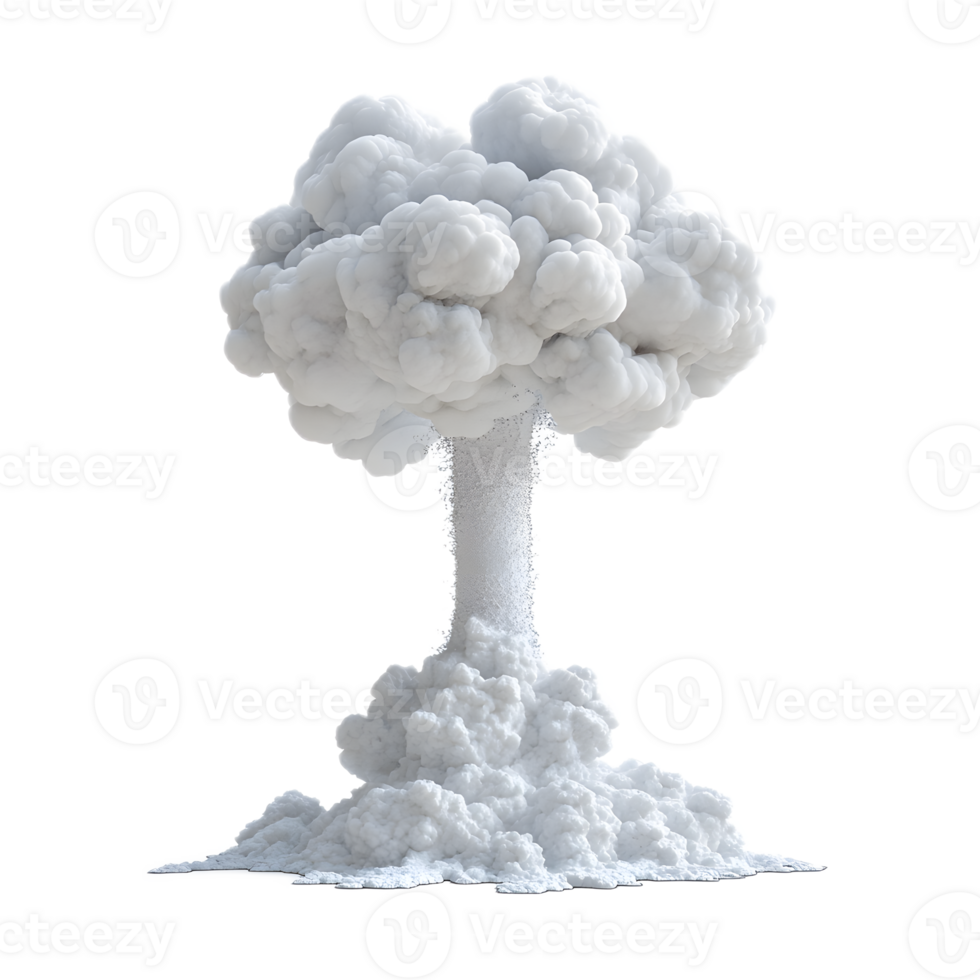 Dramatic Radioactive Explosion 3D Rendered Mushroom Cloud Against White Background png