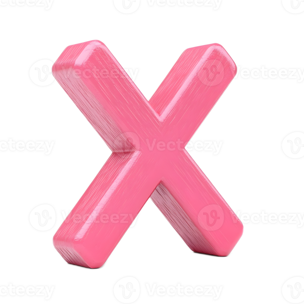 Cute 3D Rendered Pink X Mark Symbol Isolated on White Background png