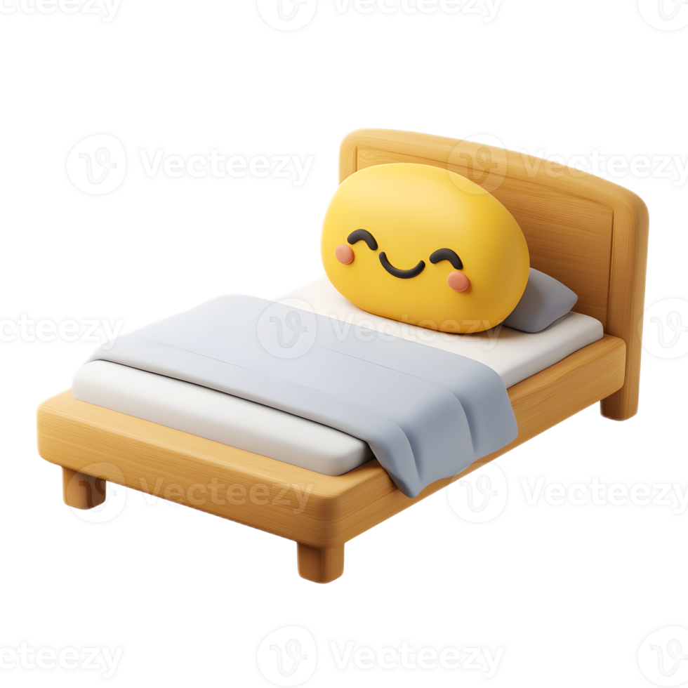 Cute Emoji Inspired 3D Rendered Bedroom Furniture on White Background png