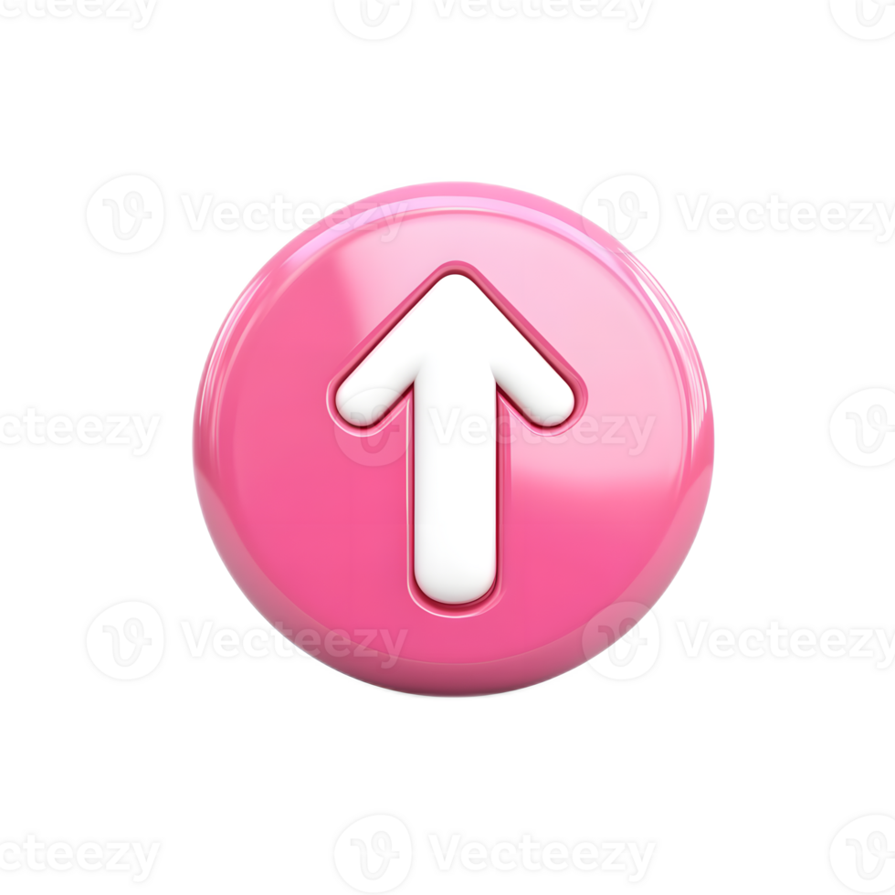 Cute Pink Up Arrow Button Isolated on White Background png
