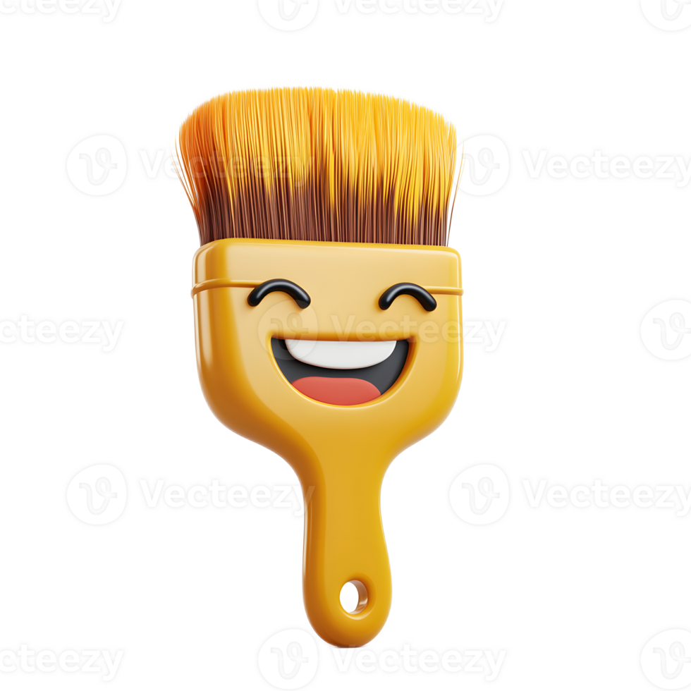 Cheerful Paintbrush Emoji with Smiling Expression on Isolated White Background png
