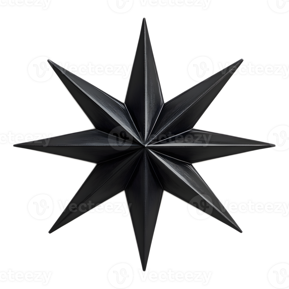 Dramatic Black Geometric Star Shape Design as Abstract Concept png