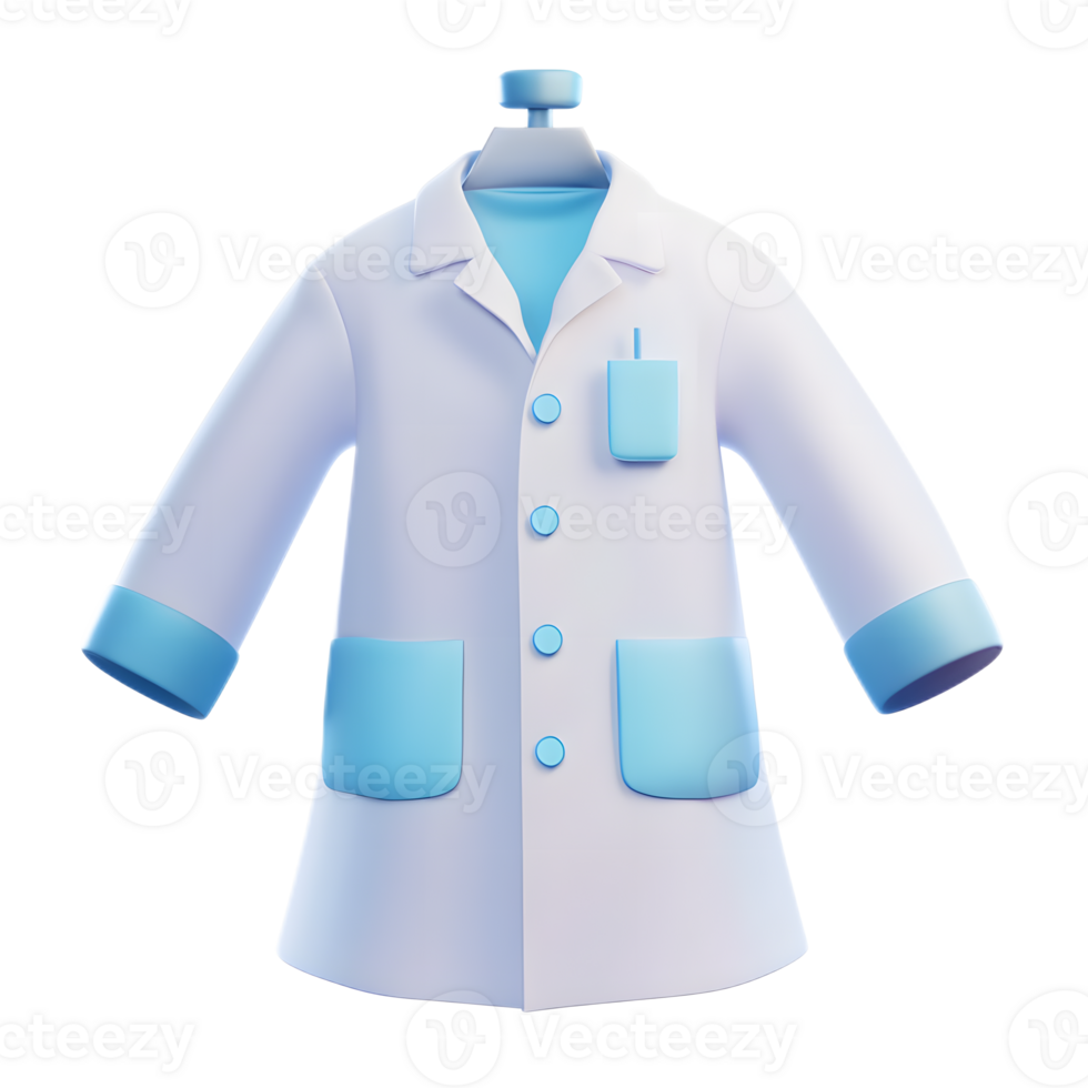Closeup of a 3D Rendered Laboratory Coat Emoji Isolated on a White Background png