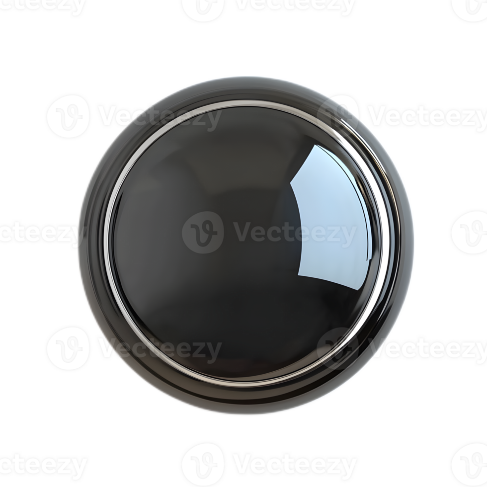 Closeup Shot of Shiny Black Round Button on Minimal Studio Background png