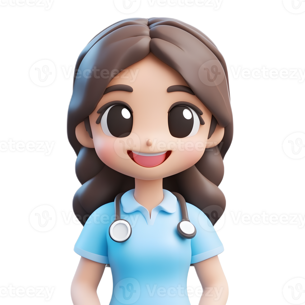 Friendly 3D Rendering of a Hospital Receptionist Emoji on a White Background png