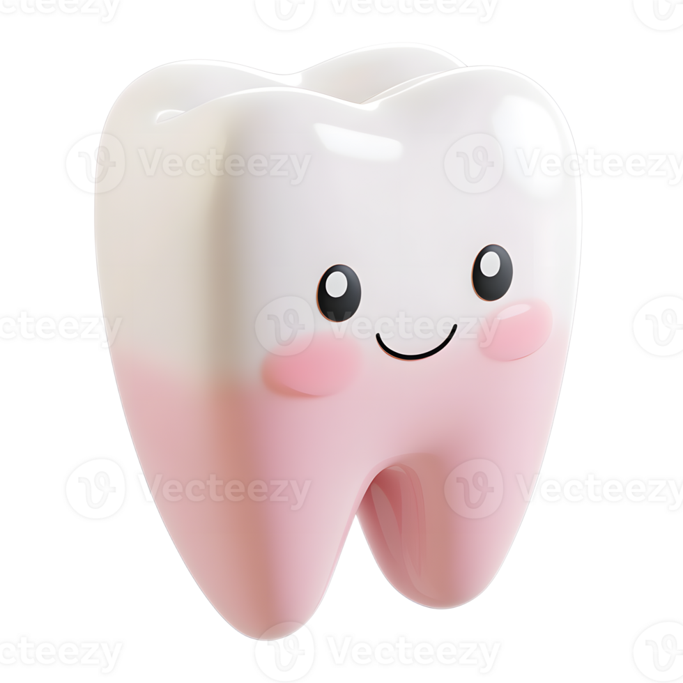 Cute 3D Rendered Tooth Emoji Isolated on White Background png