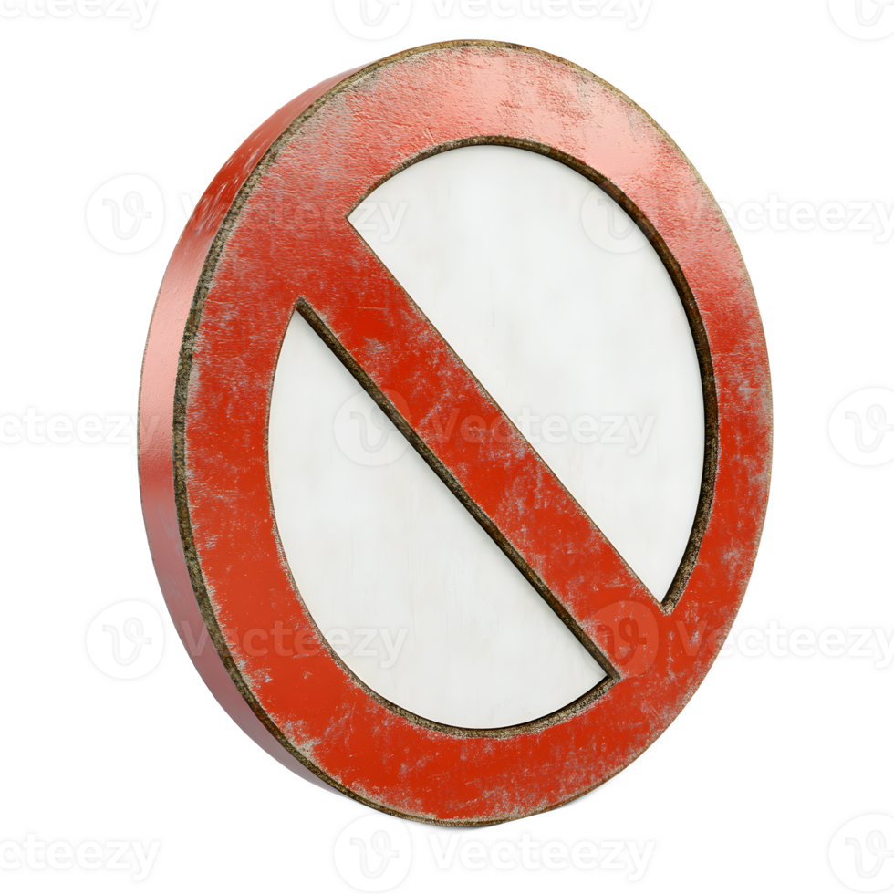 Cute 3D Rendered No Entry Sign Isolated on White Background png