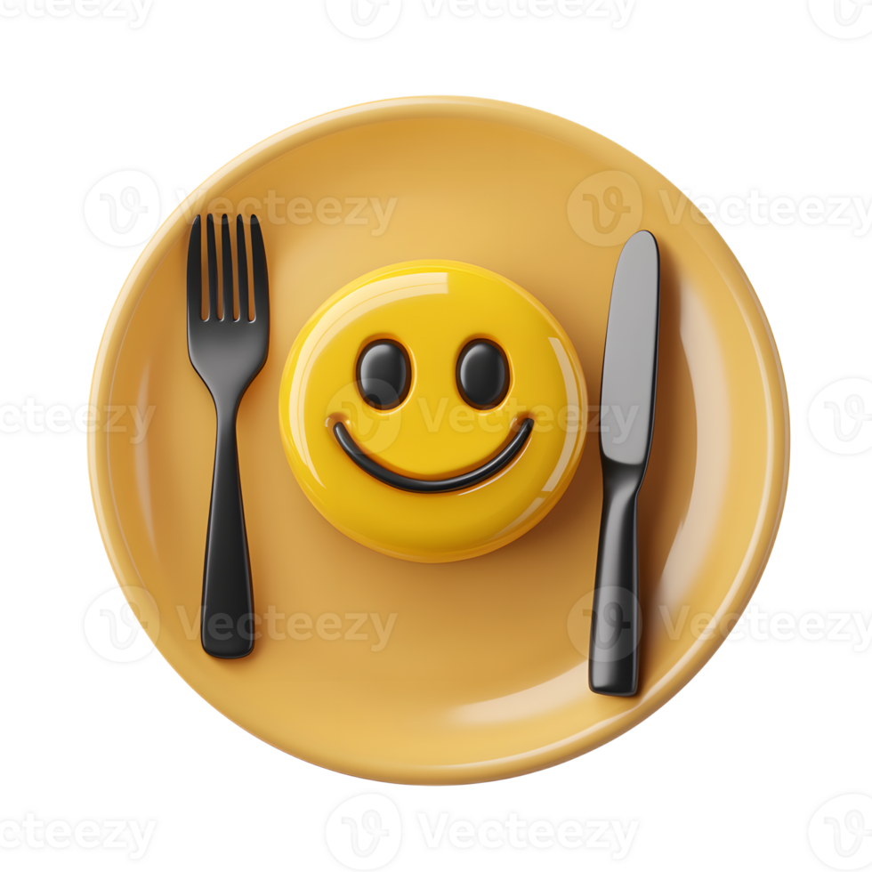 Happy Plate with Utensils Emoji Isolated on White Background png